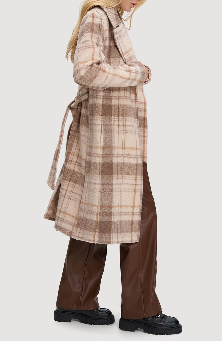 Noize Katja Vegan Wool Plaid Coat, Alternate, color, Oat