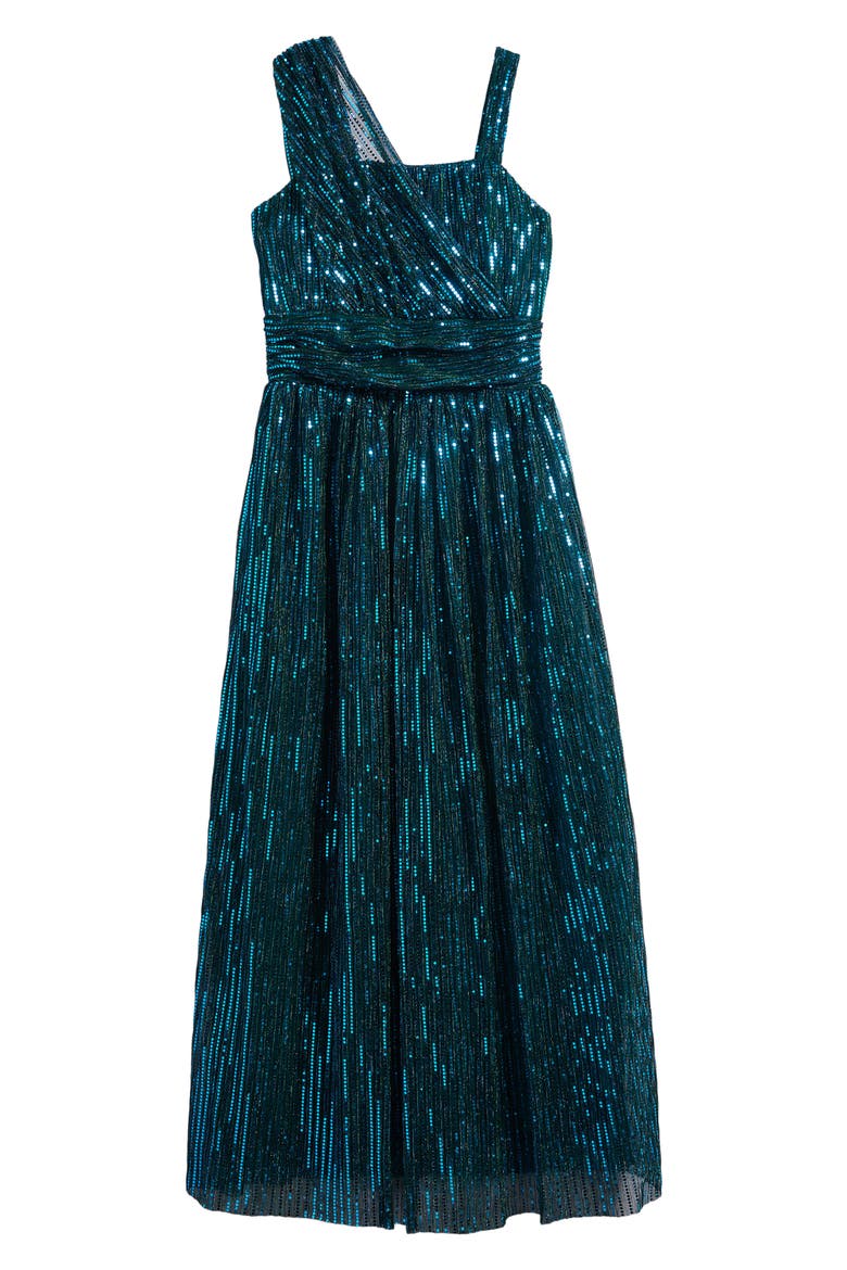 Kids' Zia Foil Dot Party Dress, Main, color, GREEN