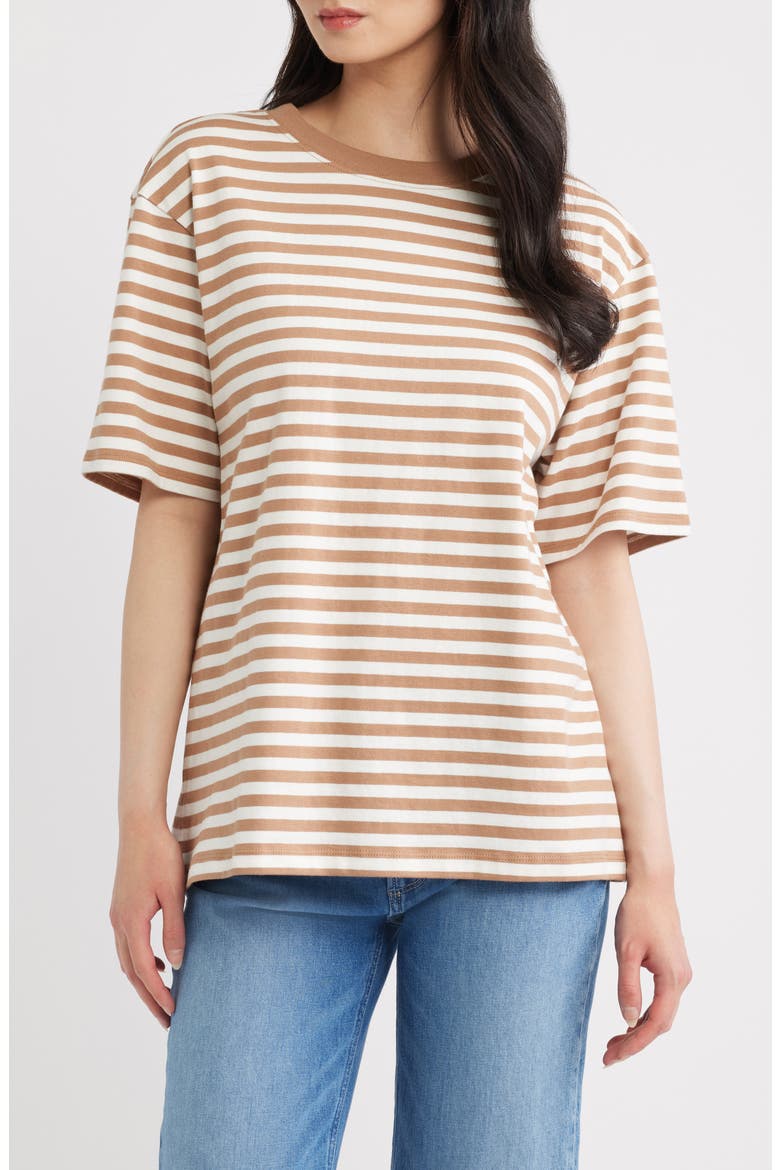 The Overized Stripe T-Shirt, Main, color, CLEAN STRIPE HEARTH