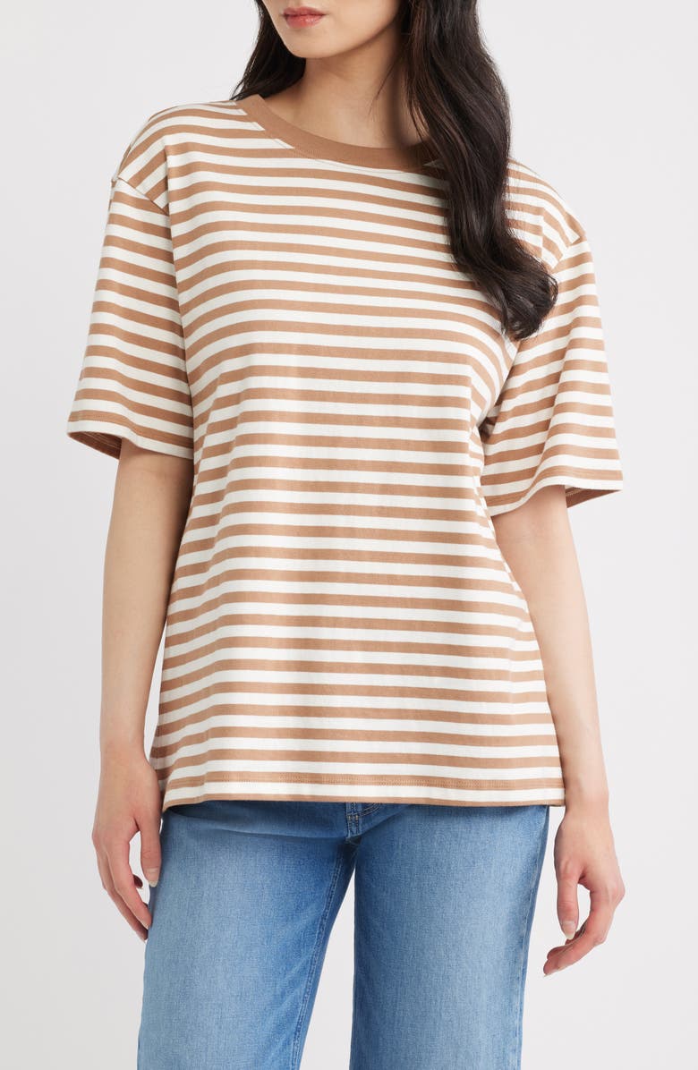 Good American The Overized Stripe T-Shirt, Main, color, Clean Stripe Hearth