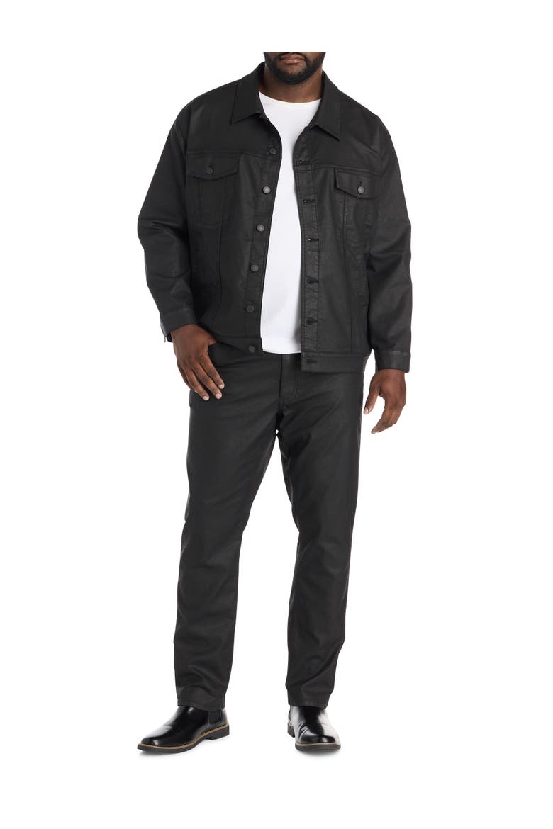 Big & Tall Coated Denim Jacket, Alternate, color, BLACK