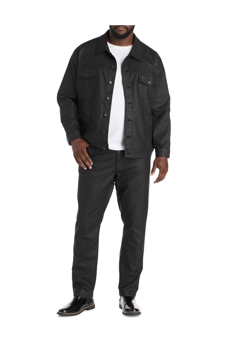 True Nation by DXL Big & Tall Coated Denim Jacket, Alternate, color, Black