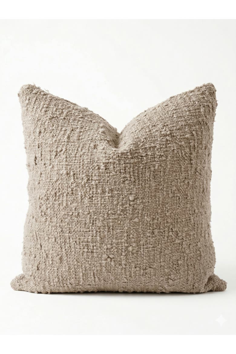 Cozy Cotton Boucle Pillow with Down Alternative Insert, Main, color, Beige