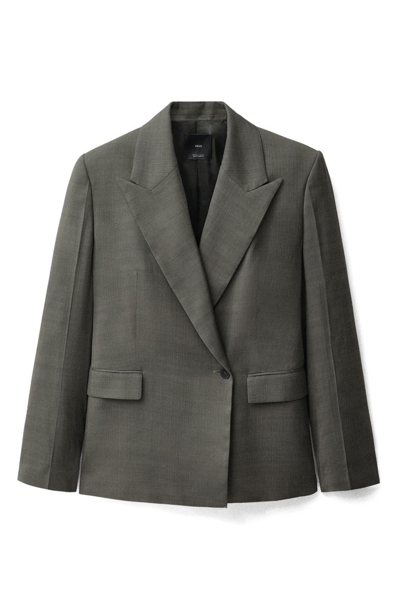 MANGO Oversize Double Breasted Suit Jacket, Alternate, color, Khaki Grey