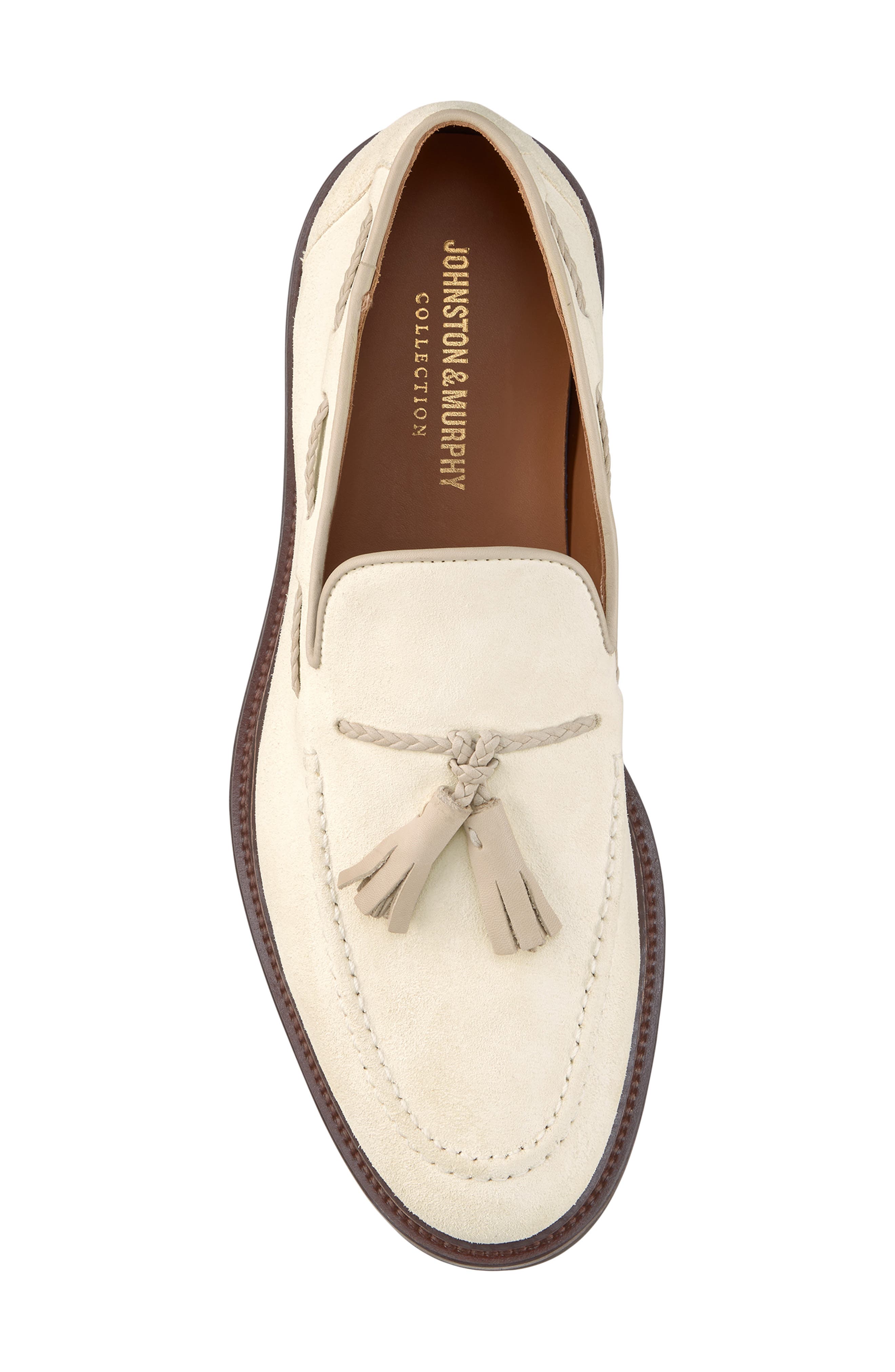 Johnston & Murphy Hartford Tassel Loafer, Alternate, color, Ivory Italian Suede