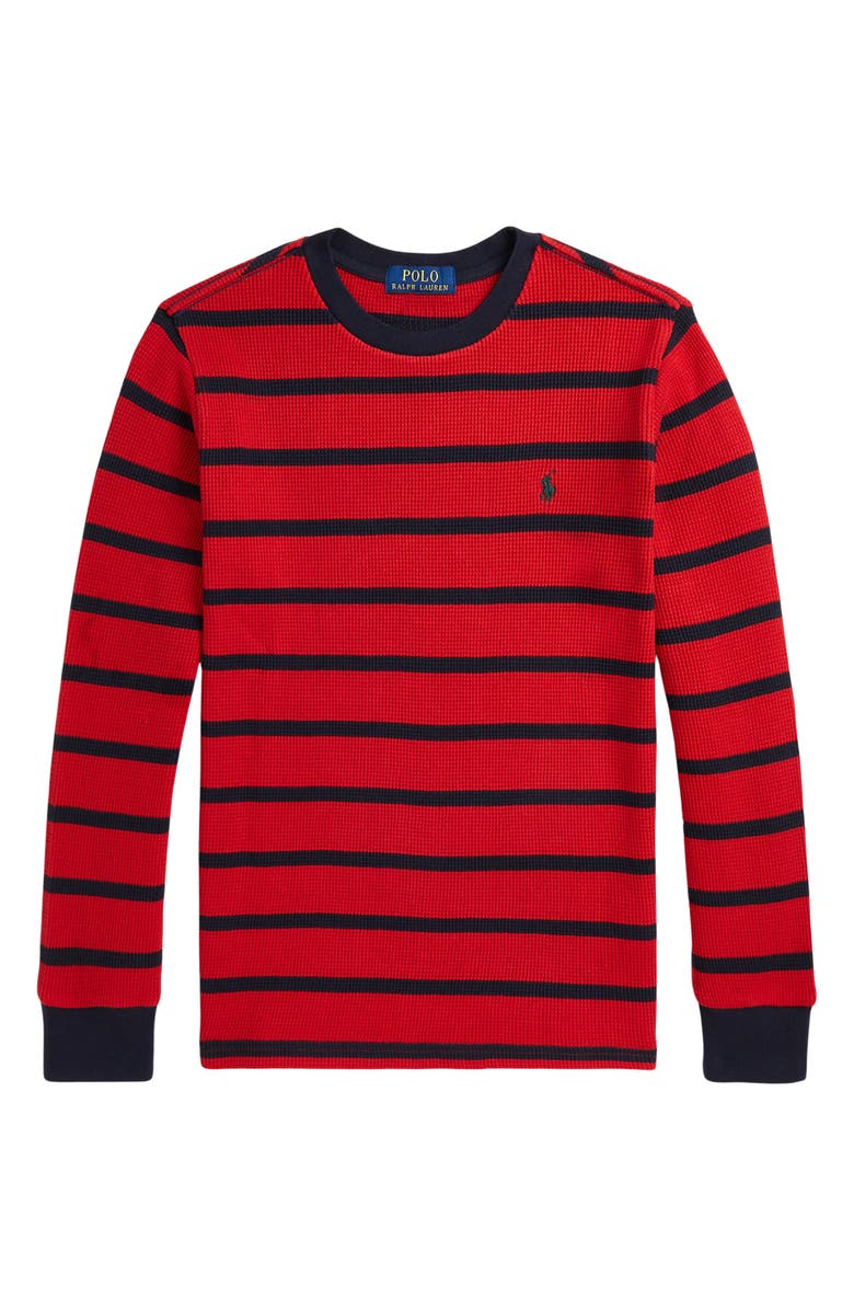 Polo Ralph Lauren Kids' Stripe Waffle Knit Cotton Sweater, Main, color, 