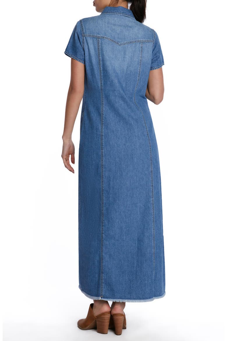 Denim Maxi Shirtdress, Alternate, color, MONTEREY BLUE