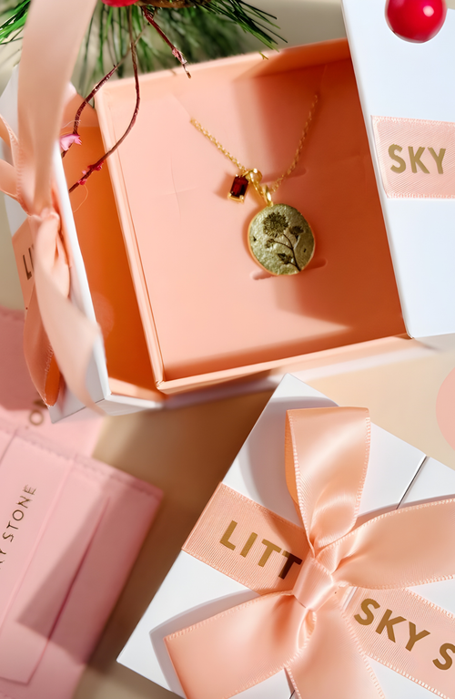 Little Sky Stone Birth Flower Necklace In Marigold/october