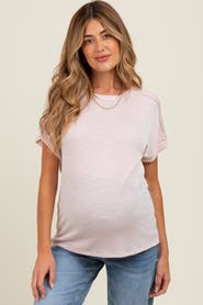 PinkBlush Ribbed Exposed Seam Short Sleeve Top