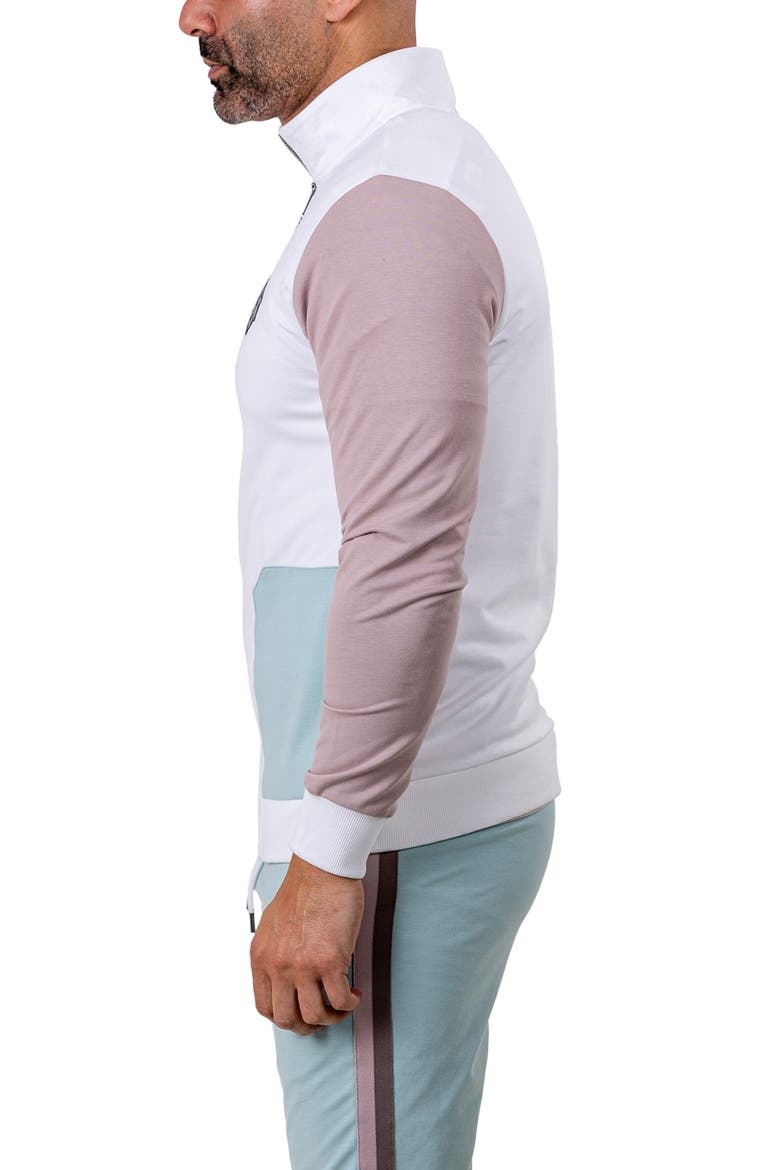 Zipper Refined90 Grey Colorblock Knit Track Jacket, Alternate, color, WHITE