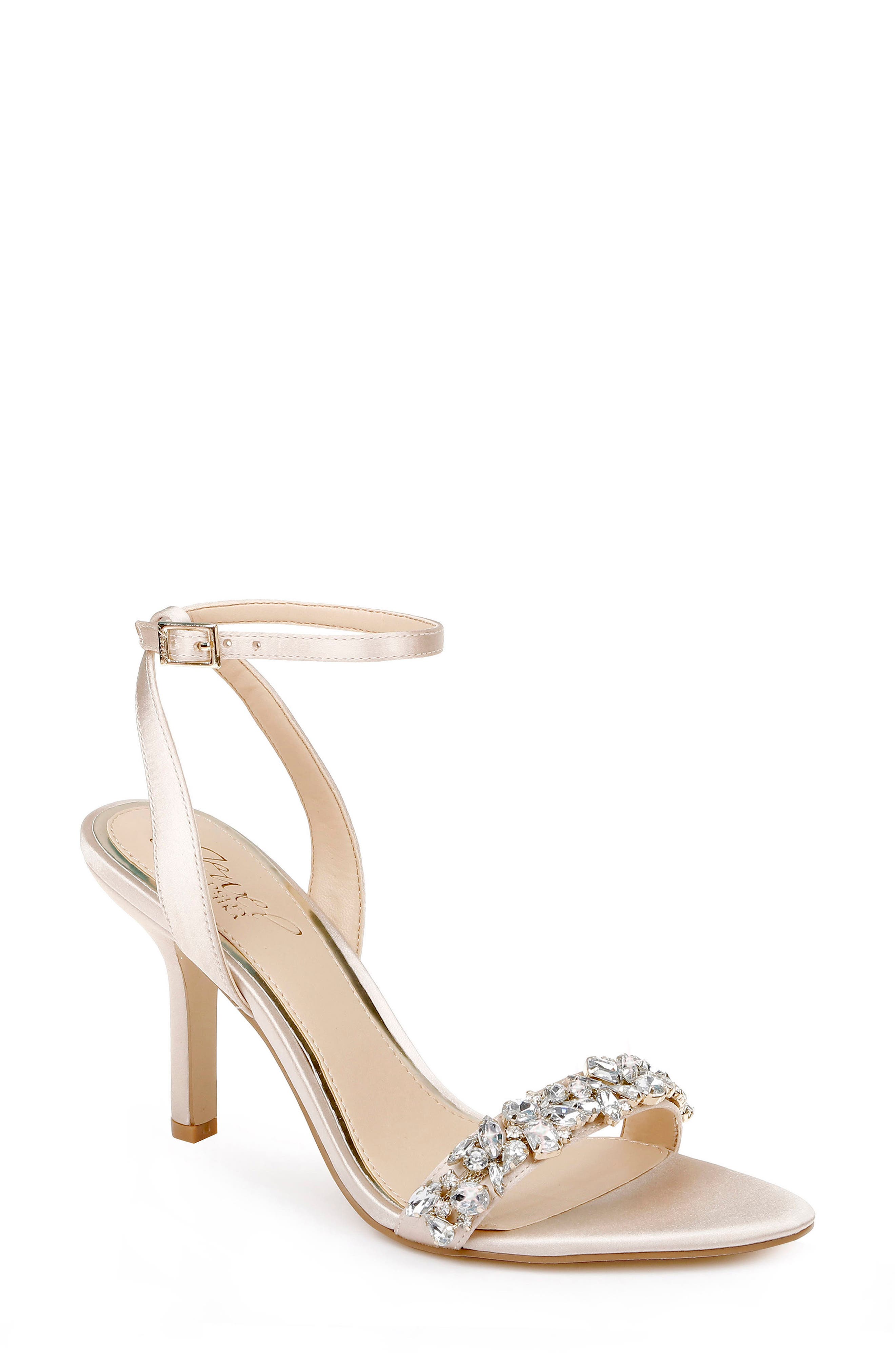 Ojai Crystal Ankle Strap Sandal, Main, color, CHAMPAGNE SATIN
