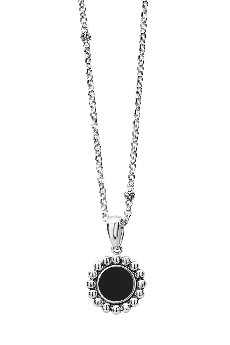Maya Circle Pendant Necklace, Alternate, color, SILVER/ ONYX