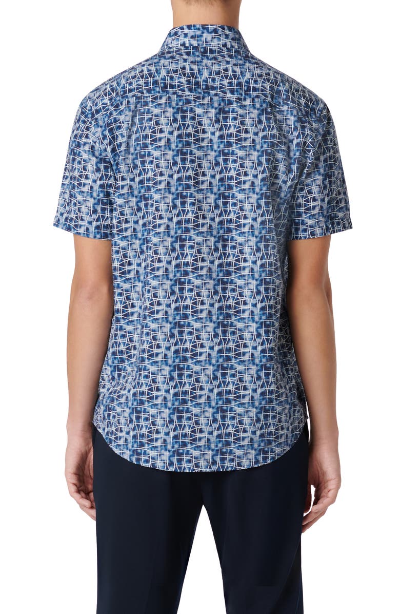 Bugatchi Orson Short Sleeve Seersucker Button-Up Shirt, Alternate, color, Night Blue