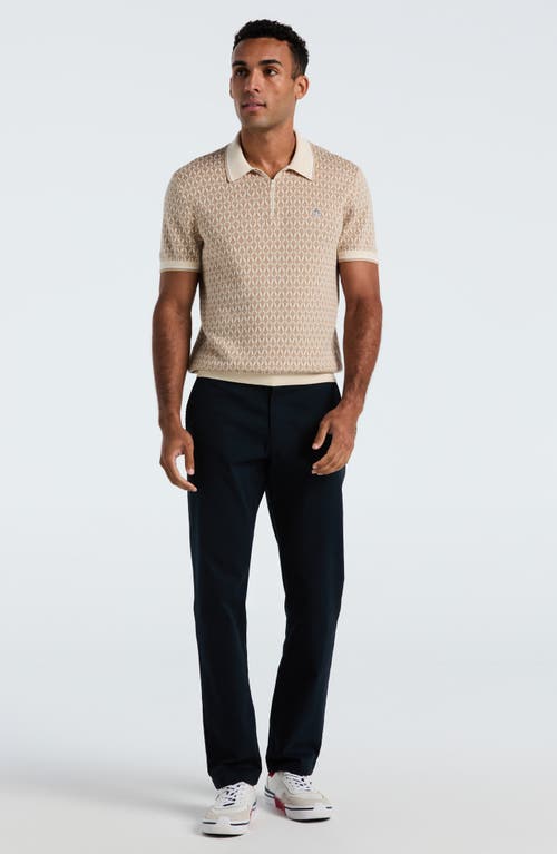 Original Penguin Geo Pattern Cotton & Modal Zip Polo Sweater In Neutral