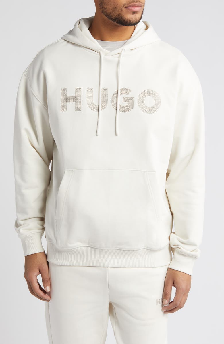 HUGO Drochood Embroidered Cotton French Terry Hoodie, Main, color, 