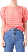 English Factory Windowpane Sheer Top