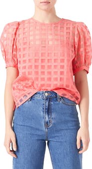 English Factory Windowpane Sheer Top