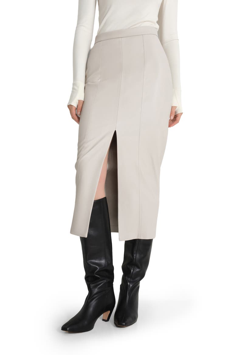 Nerida Faux Leather Midi Skirt, Main, color, BONE