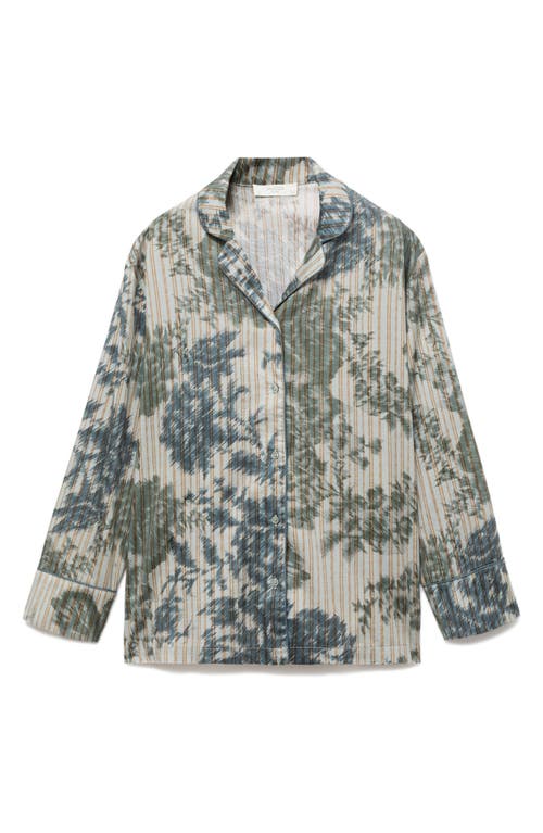 Mango Blurred Print Cotton Pajama Top In Green