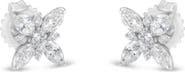 Haus of Brilliance 14K White Gold Marquise Diamond Flower Stud Earring