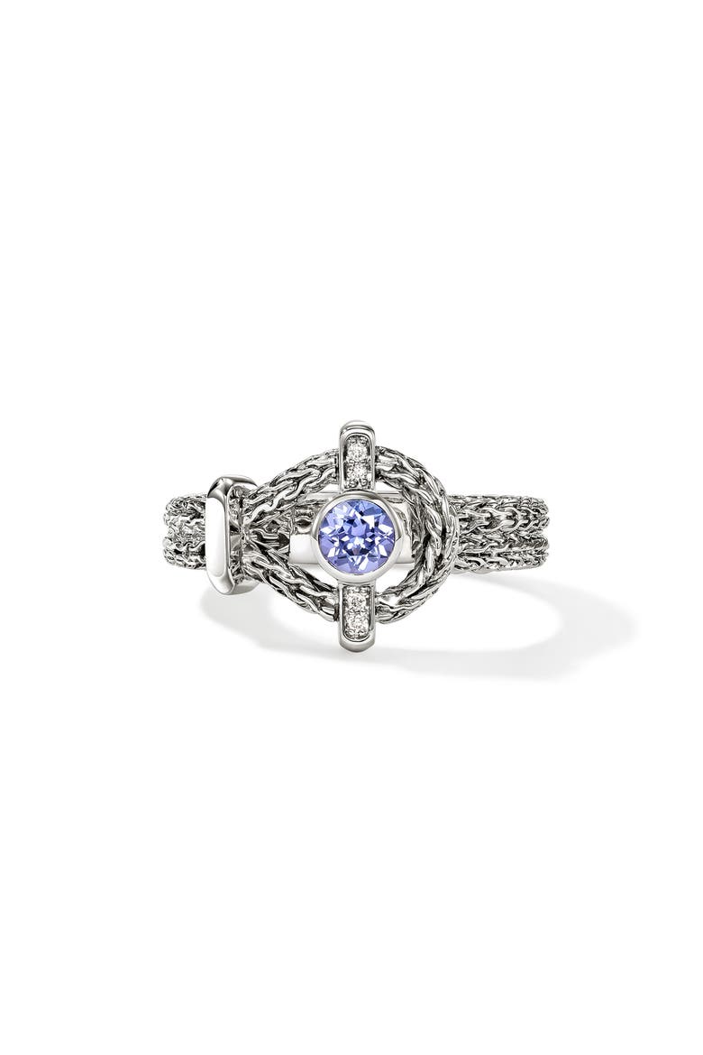 Icon Sterling Silver Tanzanite & Diamond Ring, Main, color, SILVER