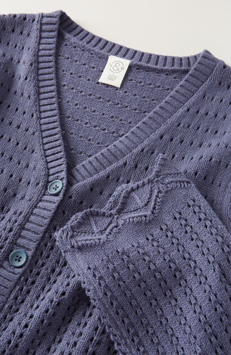 Treasure & Bond Kids' Mixed Stitch Cardigan, Alternate, color, Blue Shadow