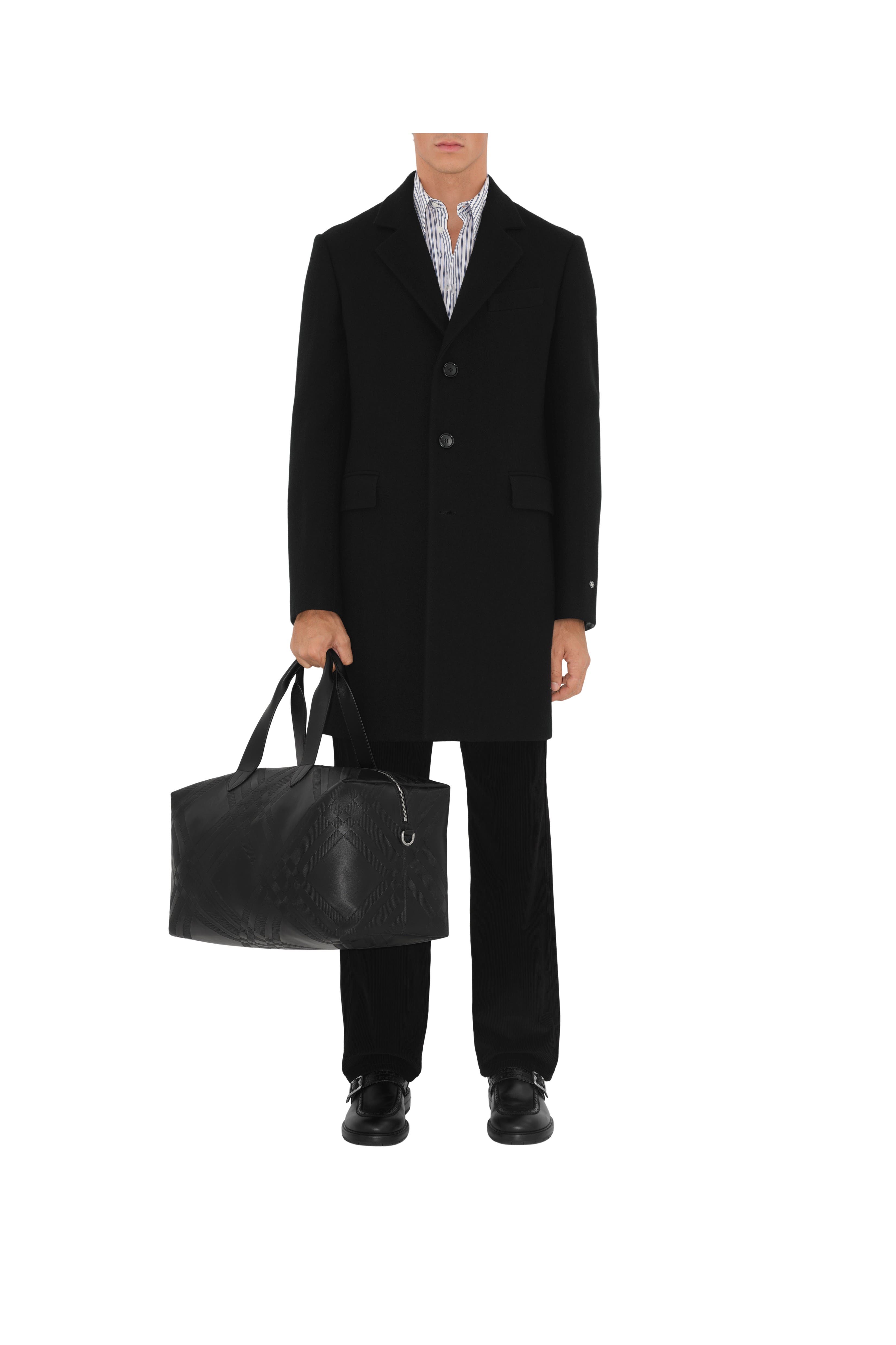 Burberry Embossed Check Duffle Bag, Alternate, color, Black