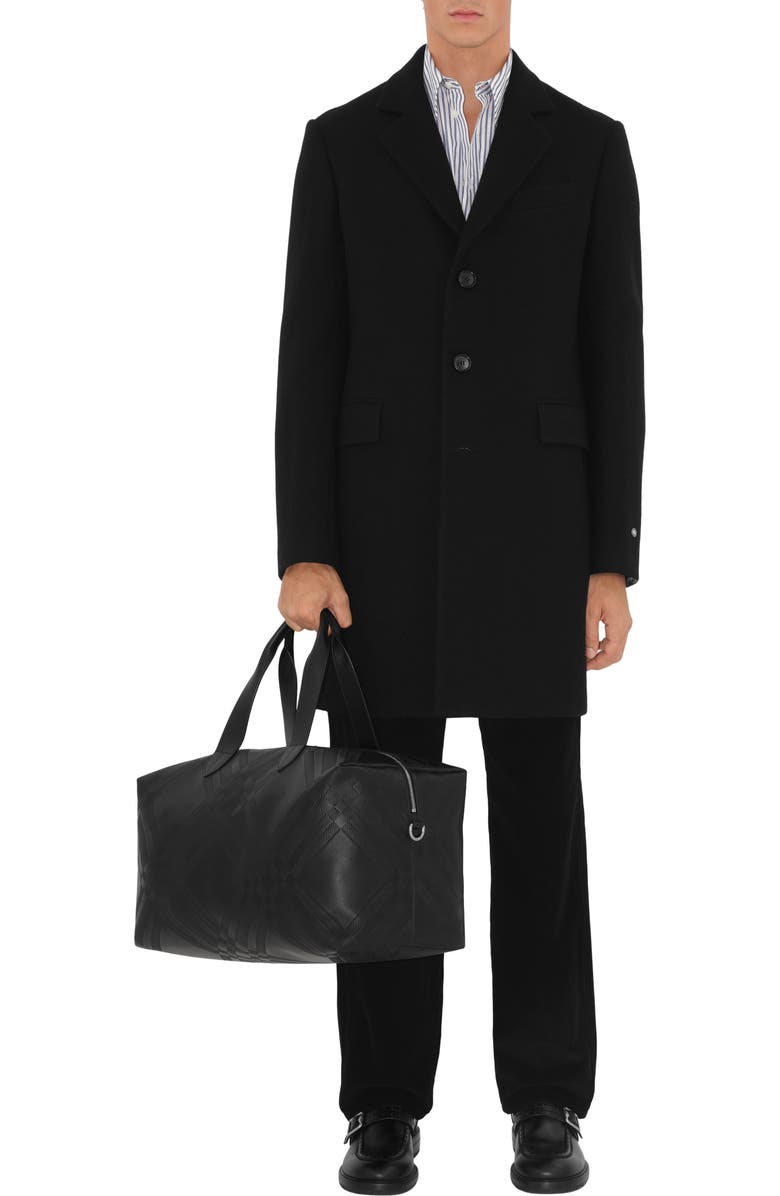 Burberry Embossed Check Duffle Bag, Alternate, color, Black