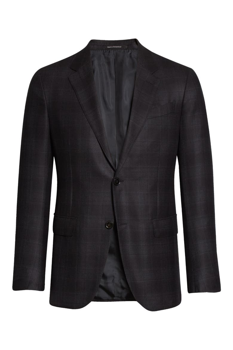 Glen Plaid Wool Sport Coat, Alternate, color, CHARCOAL