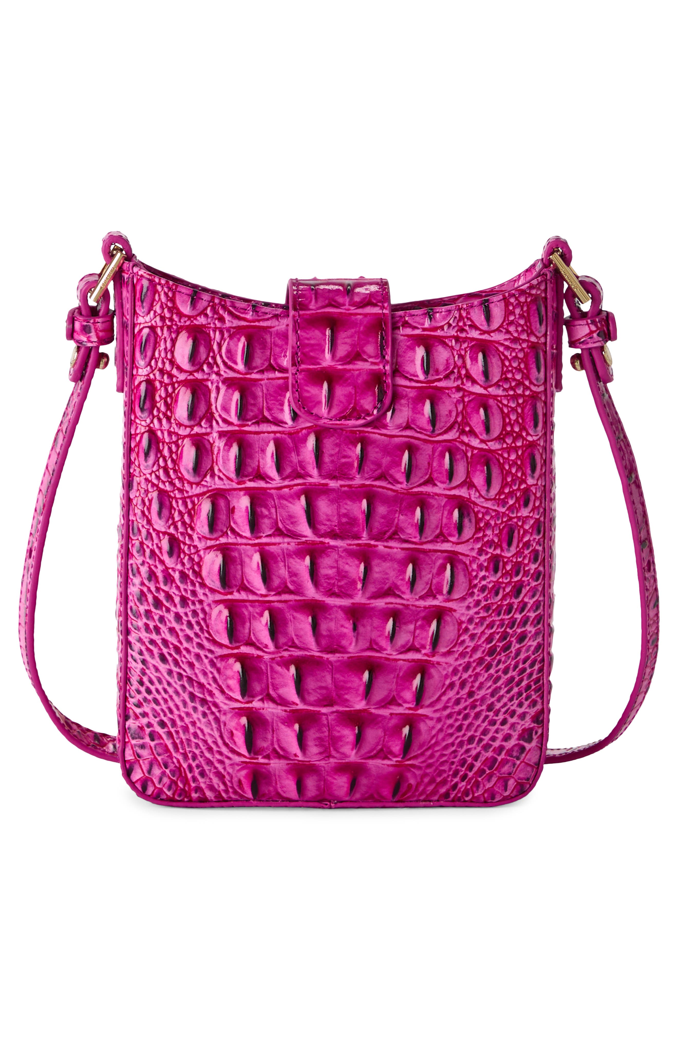 Marley Croc Embossed Leather Crossbody Bag, Alternate, color, ELECTRIC FUSCHIA