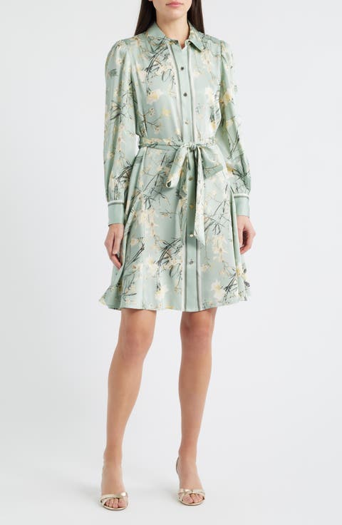 Long Sleeve Floral Print Shirtdress