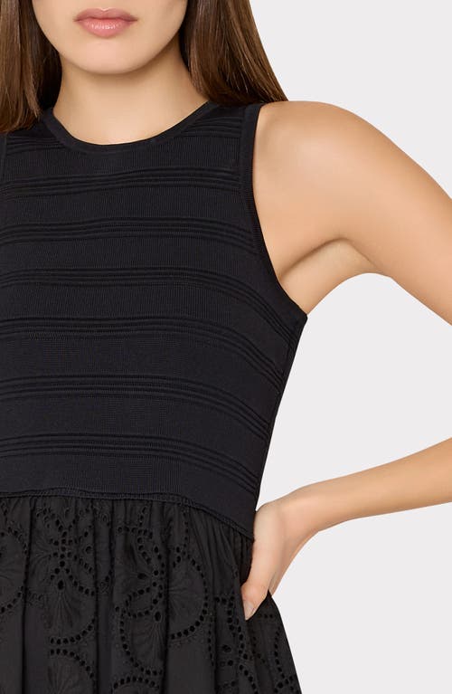 Shop Milly Mixed Media Midi Dress In Black