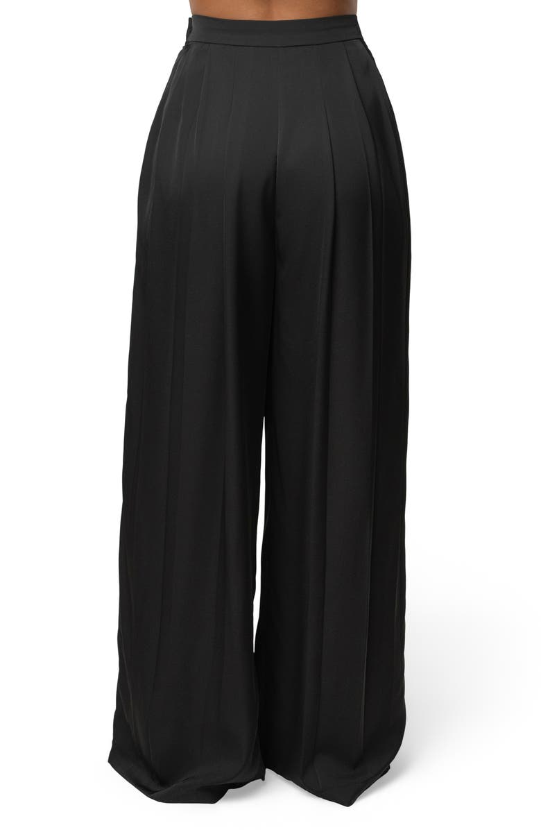 JLUXLABEL Clara Pleated Wide Leg Trousers, Alternate, color, Black