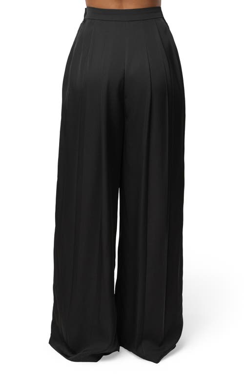 Jluxlabel Clara Pleated Wide Leg Trousers In Black