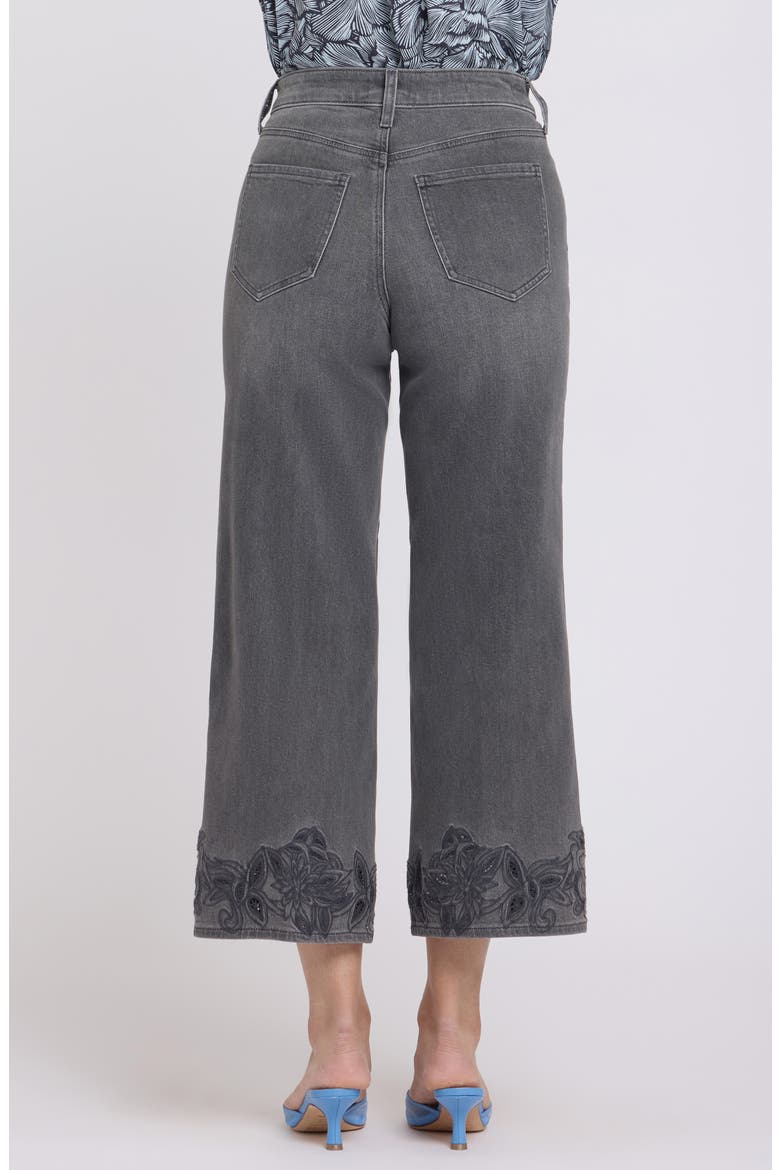 Teresa Floral Hem High Waist Ankle Wide Leg Jeans, Alternate, color, DUSTY ASH