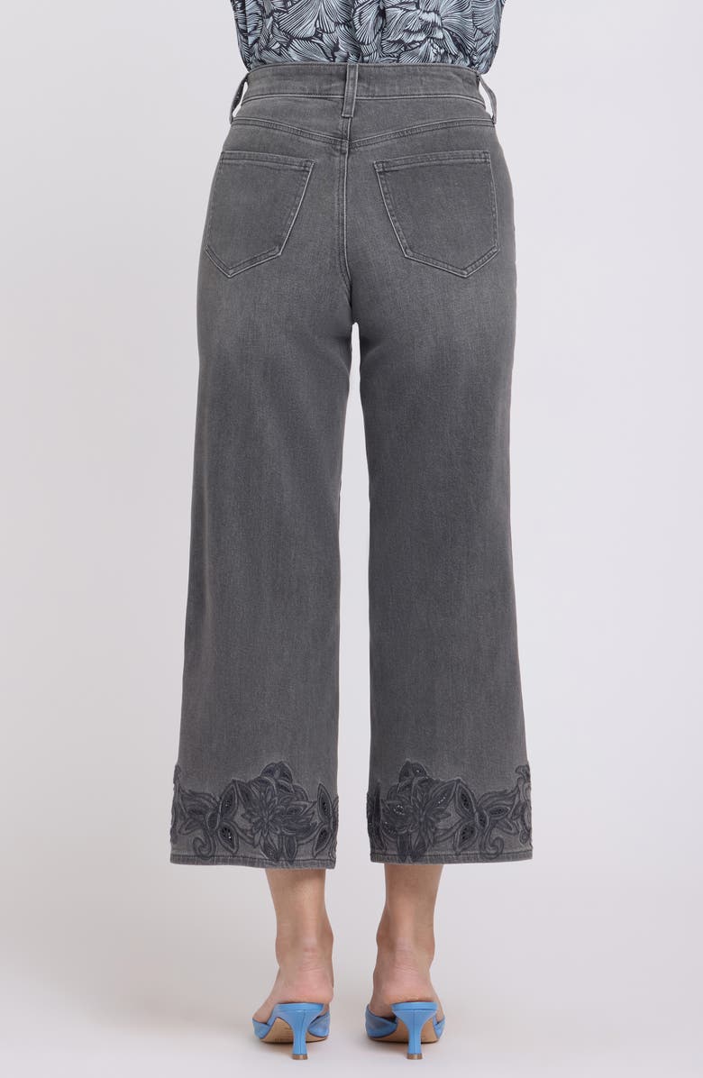 NYDJ Teresa Floral Hem High Waist Ankle Wide Leg Jeans, Alternate, color, Dusty Ash