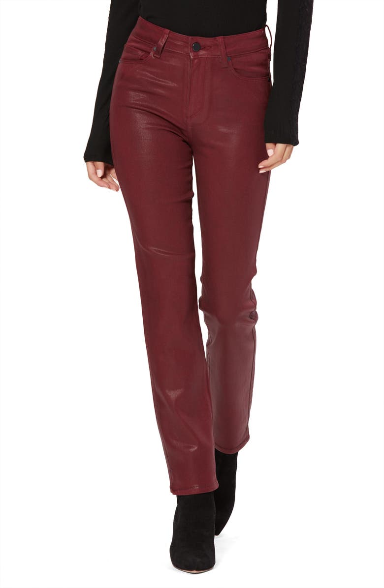 PAIGE Cindy High Waist Coated Side Slit Jeans, Main, color,