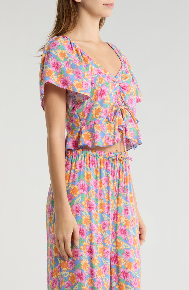 Rip Curl Malibu Cove Short Sleeve Peplum Crop Top, Alternate, color, Blue