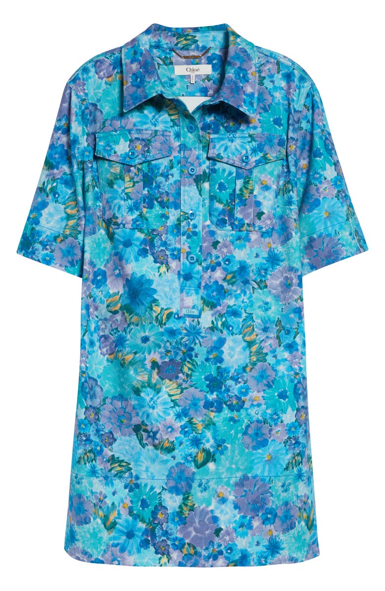 Chloé Daisies Twill Minidress, Alternate, color, Multicolor Blue