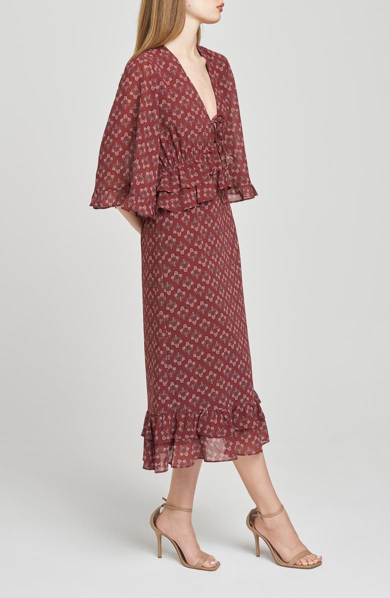 WAYF Ojai Midi Dress, Alternate, color, Currant Foulard