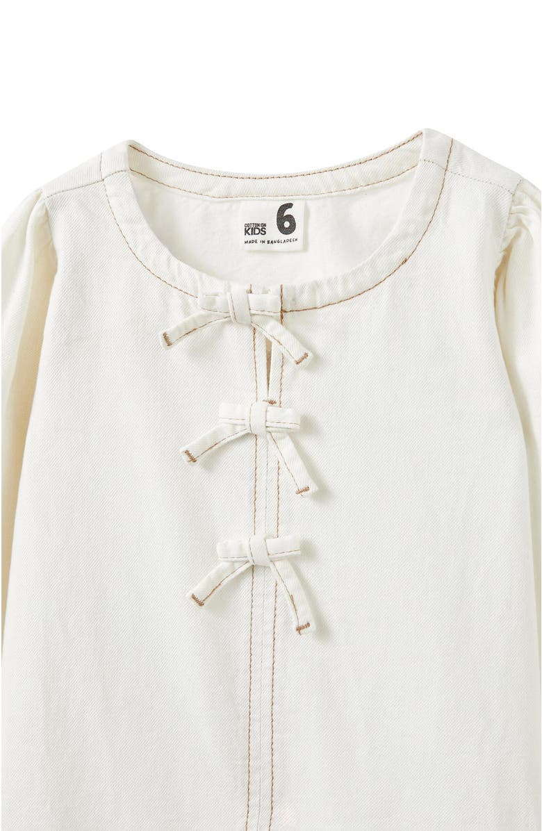 Cotton On Kids Kid's Betty Bow Front Denim Dress, Alternate, color, 