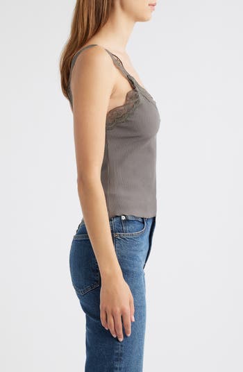 Raven Lace Trim Rib Tank