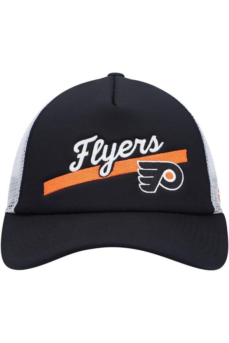Women's adidas Black/White Philadelphia Flyers Foam Trucker Snapback Hat, Alternate, color, BLACK