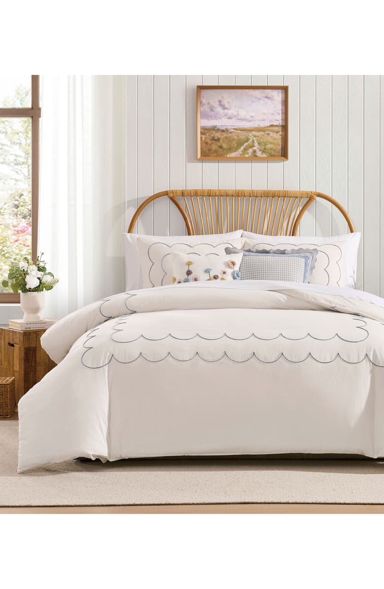 Peri Home Daydream Scallop Duvet Cover & Pillow Shams Set, Alternate, color, Ivory
