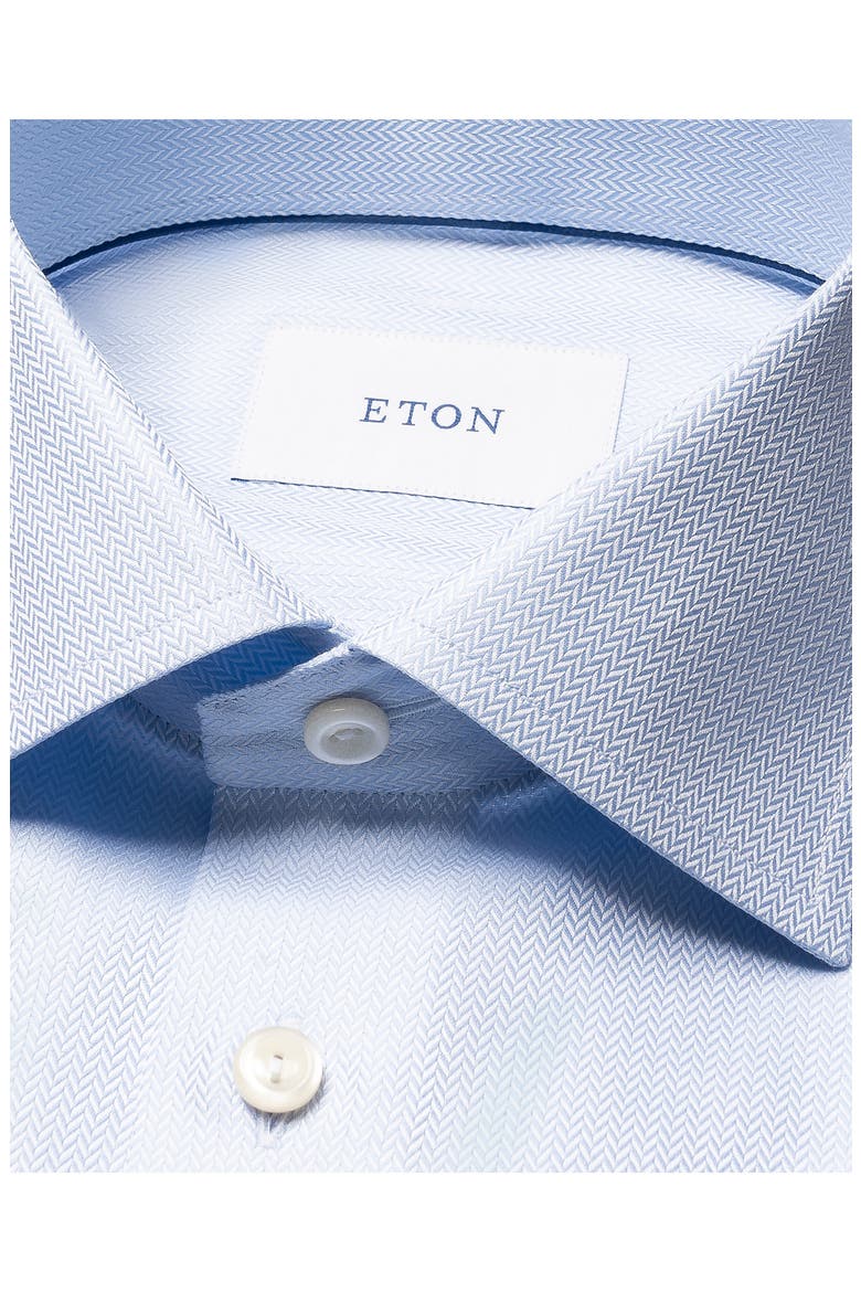 Contemporary Fit Herringbone Cotton Shirt, Alternate, color, LIGHT BLUE