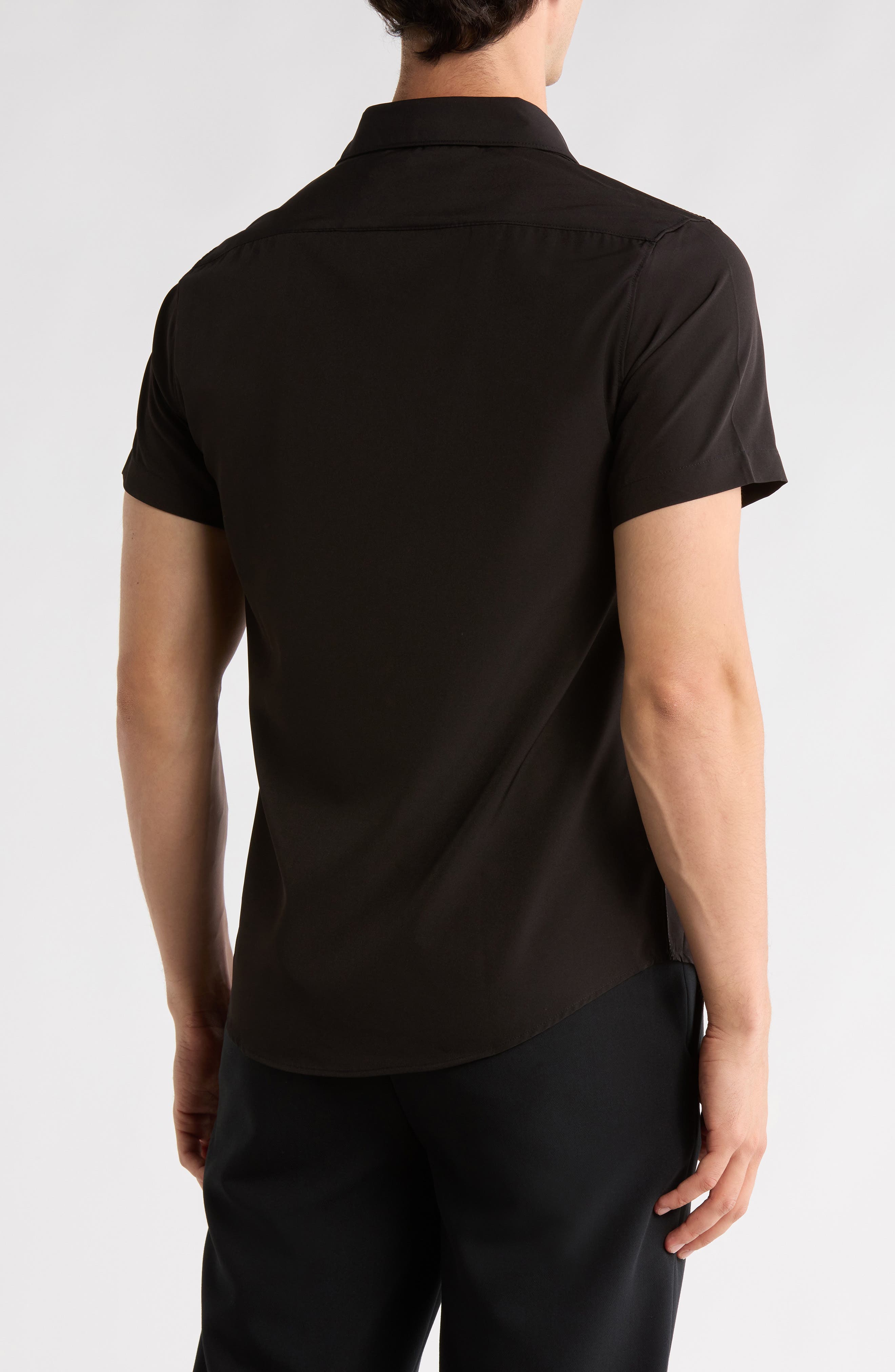 Solid Black Performance Button-Up Shirt - image 2