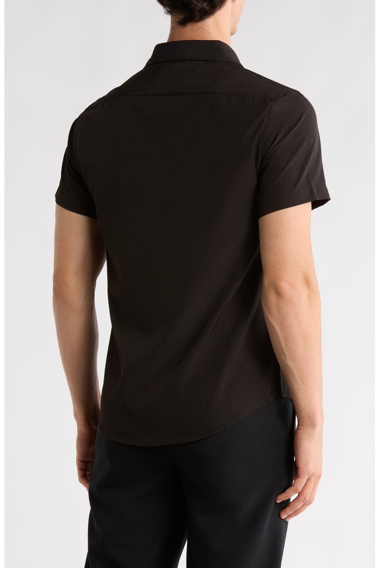 Solid Black Performance Button-Up Shirt, Alternate, color, BLACK