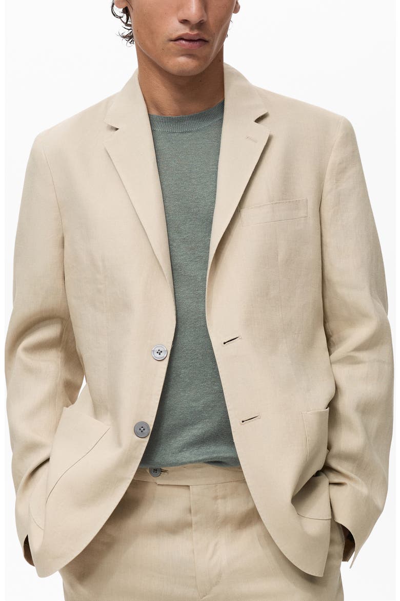 Slim Fit Linen Blazer, Main, color, MEDIUM BROWN