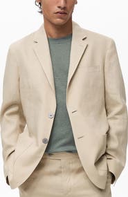 MANGO Slim Fit Linen Blazer