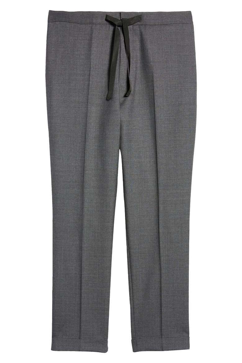 Joseph Pleated Fresco Wool Drawstring Pants, Alternate, color, MID GREY